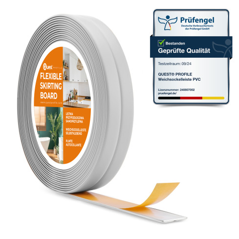 PVC zelfklevende montage- en afwerkstrip op foamtape 10/10 5m - lichtgrijs