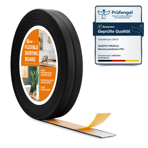 PVC self-adhesive mounting and finishing strip on foam tape 10/10 5m - black