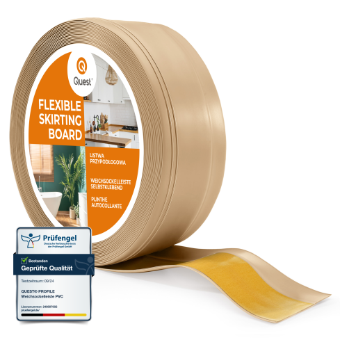 Rodap&eacute; de PVC autoadesivo, rodap&eacute; flex&iacute;vel DEKOR, cor areia, 50x20mm