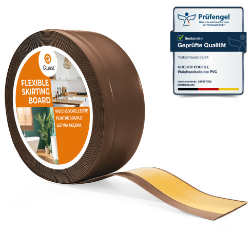 Rodap&eacute; em PVC 70x20 mm, flex&iacute;vel autoadesivo, rodap&eacute; macio, rodap&eacute;, castanho