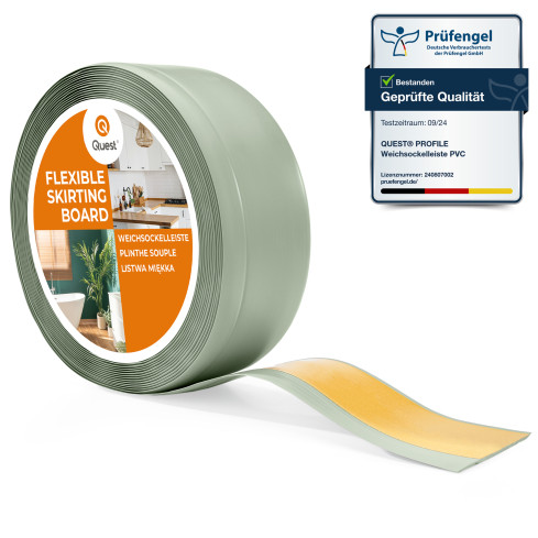 Self-Adhesive PVC Skirting Board, 70x20mm, light green