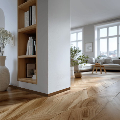 Minimalistická samolepiaca PVC podlahová lišta – tvrdá, hnedá