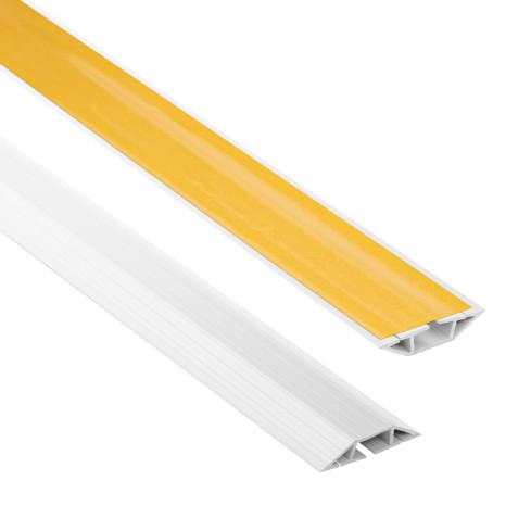 PVC self-adhesive cable trunking - 200 cm, trapezoidal, white