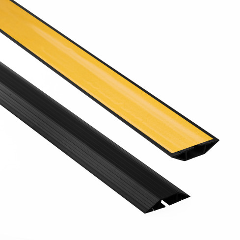 Zelfklevend Vloergoot, kabel beschermer PVC zwart trapeziumvormig