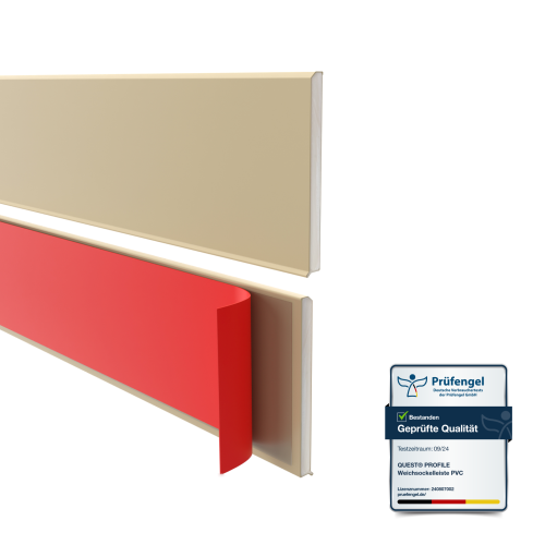 Rodap&eacute; autocolante em PVC PREMIUM 10 cm, rodap&eacute; liso flex&iacute;vel FLEX, para pisos RAL 1001, bege, 10 m