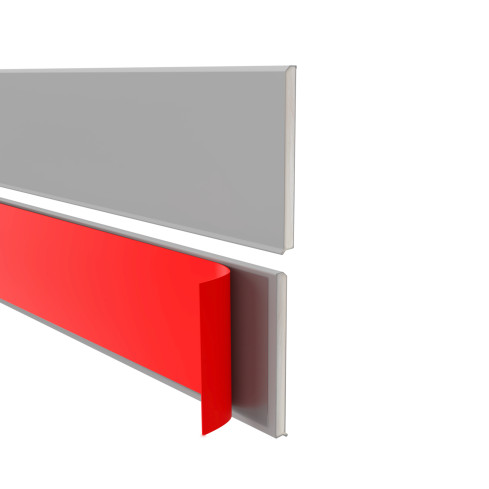 Zelfklevende PVC plint, glad, 100mm, 10m, grijs
