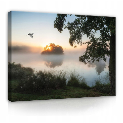 Image On Canvas LAKE NATURE View Mist 120x80