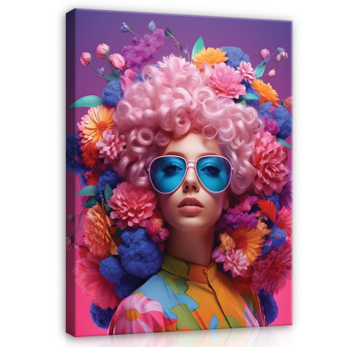 Immagine DONNA FIORI ASSETTO SU MURO 120x80