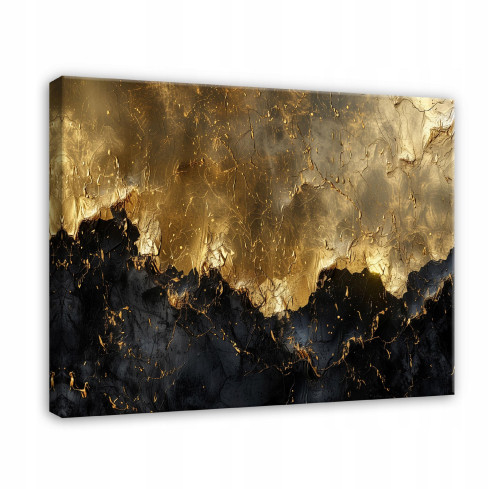 ABSTRACT GOLD BLACK MODERN IMAGE ON WALL PLATE SITTING ROOM 60x40
