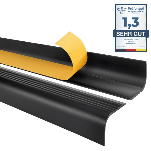 Antislip trapprofiel PVC zwart, zelfklevend, trapneus profiel, RGPT