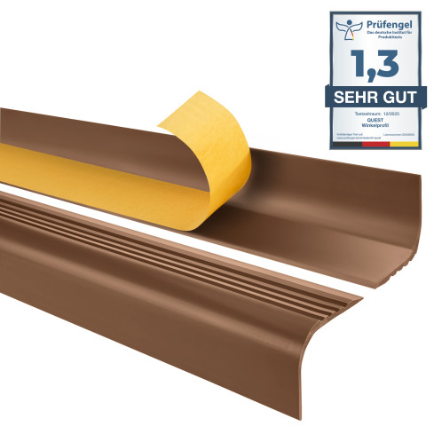 Antislip trapprofiel PVC bruin, zelfklevend, trapneus profiel, RGPT