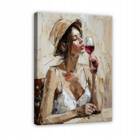DONNA IN CAPPUCCIO DI VINO IL SALOTTO PANNELLO A PARETE 60x40