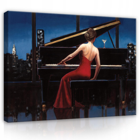 Canvas Image Woman Music Piano 120x80