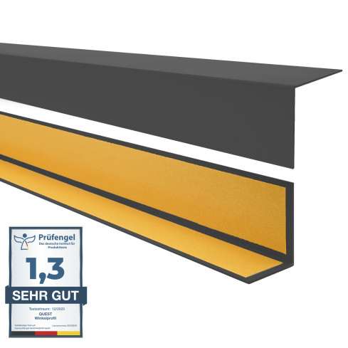 Perfil angular de PVC rigido, gris oscuro autoadhesivo, ángulo rígido, perfil decorativo en forma de L, protección de bordes KTK