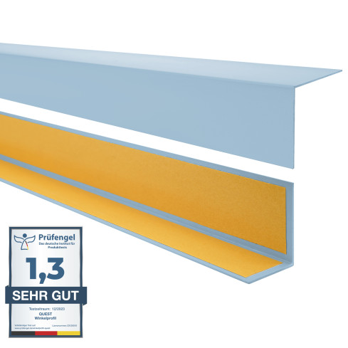 Perfil angular de PVC rigido, azul claro autoadhesivo, ángulo rígido, perfil decorativo en forma de L, protección de bordes KTK