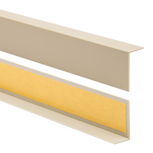 Perfil angular de PVC rigido, beige autoadhesivo, ángulo rígido, perfil decorativo en forma de L, protección de bordes