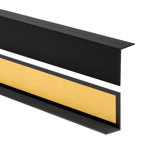 Perfil angular de PVC rigido, negro autoadhesivo, ángulo rígido, perfil decorativo en forma de L, protección de bordes