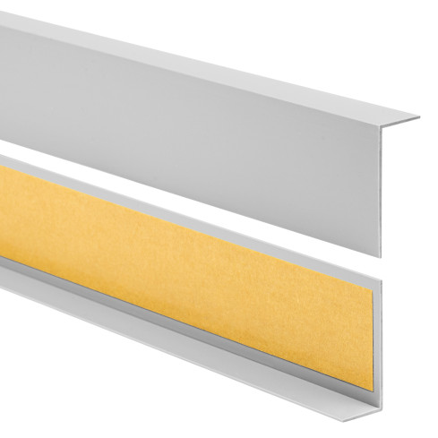 Perfil angular de PVC rigido, gris autoadhesivo, ángulo rígido, perfil decorativo en forma de L, protección de bordes