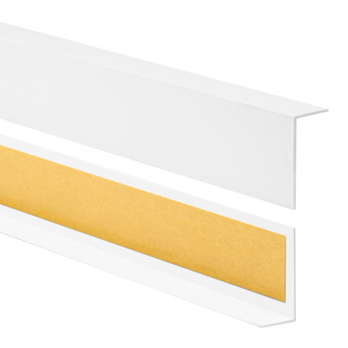 Perfil angular de PVC rigido, blanco autoadhesivo, ángulo rígido, perfil decorativo en forma de L, protección de bordes