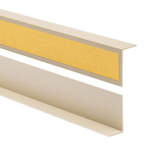 Perfil angular de PVC rigido, beige autoadhesivo, ángulo rígido, perfil decorativo en forma de L, con adhesivo en el lado exterior