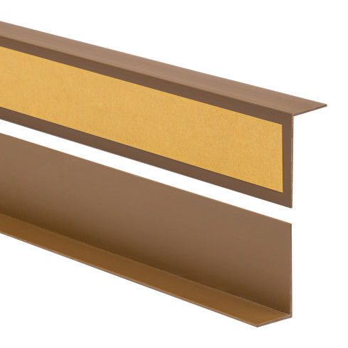 Perfil angular de PVC rigido, bronce autoadhesivo, ángulo rígido, perfil decorativo en forma de L, con adhesivo en el lado exterior
