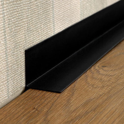 Perfil angular de PVC rigido, negro autoadhesivo, ángulo rígido, perfil decorativo en forma de L, con adhesivo en el lado exterior