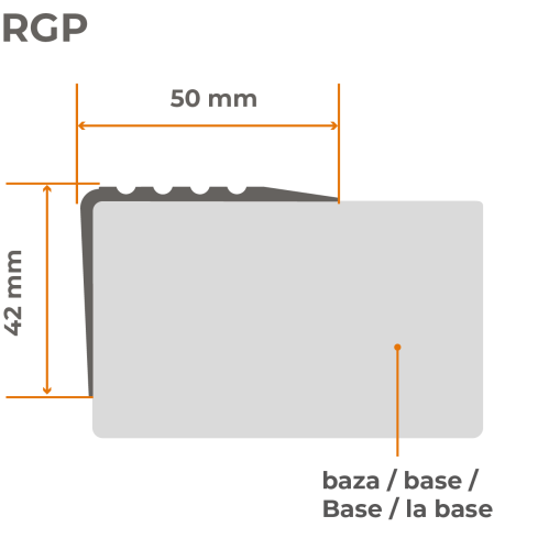 Antislip trapprofiel 50x42mm 150cm lichtgrijs