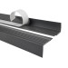 PVC Laiptų kampas 48x42 mm, lipnus neslystantys laiptų kampai, PMW, tamsiai pilka