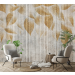 PHOTO wallpaper leaves on concrete beige BOHO wallpaper for living room bedroom wallpaper 350x250
