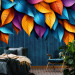 FOTOTAPET COLOURED BETON LEAVES FOR THE SITTING ROOM LIVING ROOM Wallpaper 300x210