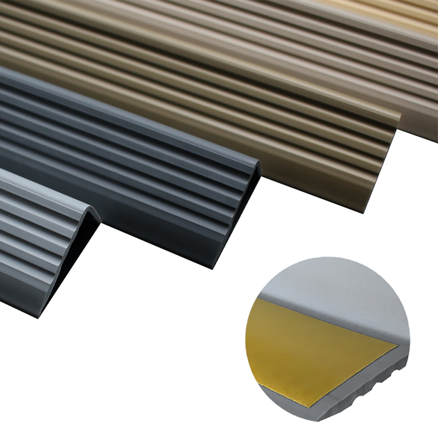 Anti-slip stair nosing, self-adhesive, 40x25mm, grey