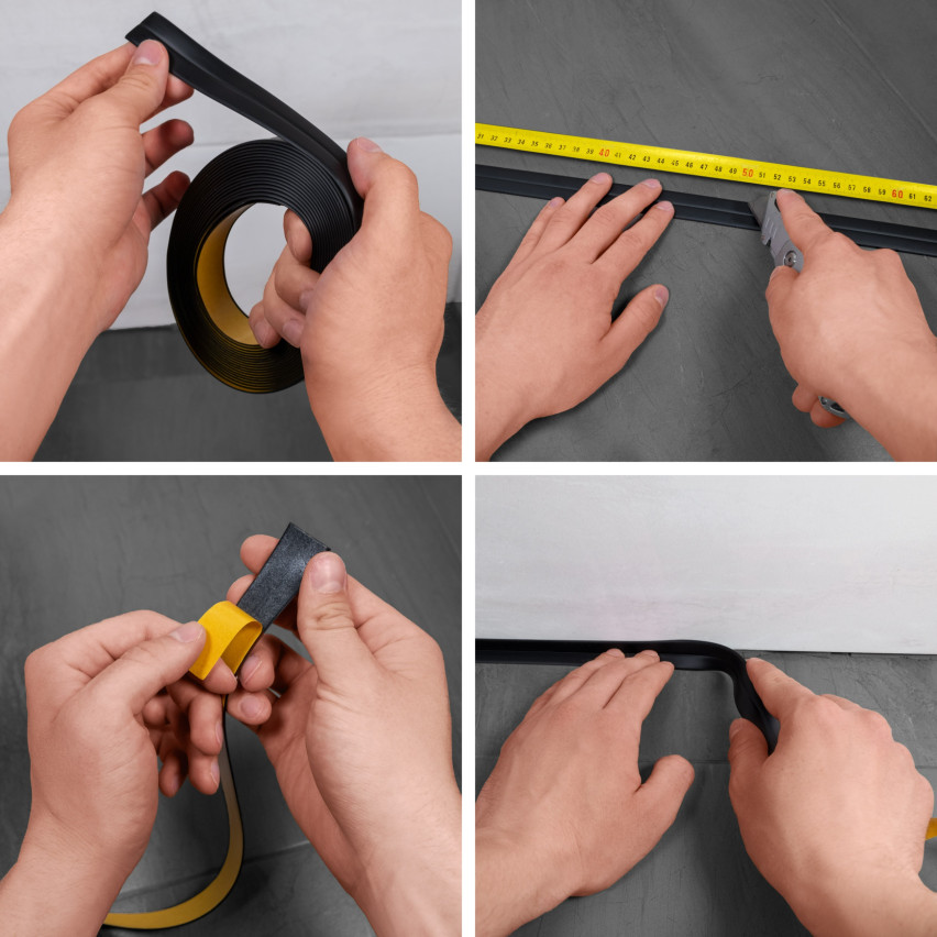 Flexible skirting board, self-adhesive, PVC 32x23mm, grey
