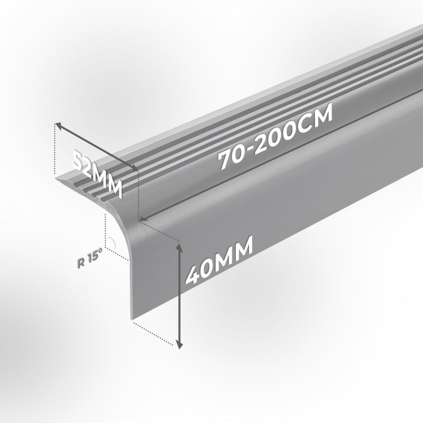 Perfil antideslizante para escaleras con adhesivo, 52x40mm, marrón