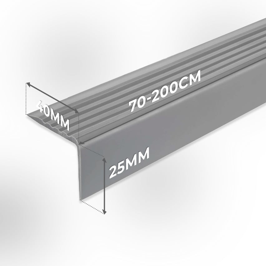 Stair nosing profile, self-adhesive, PVC, plastic, anti-slip profile, angle profile, 40x25mm, olive