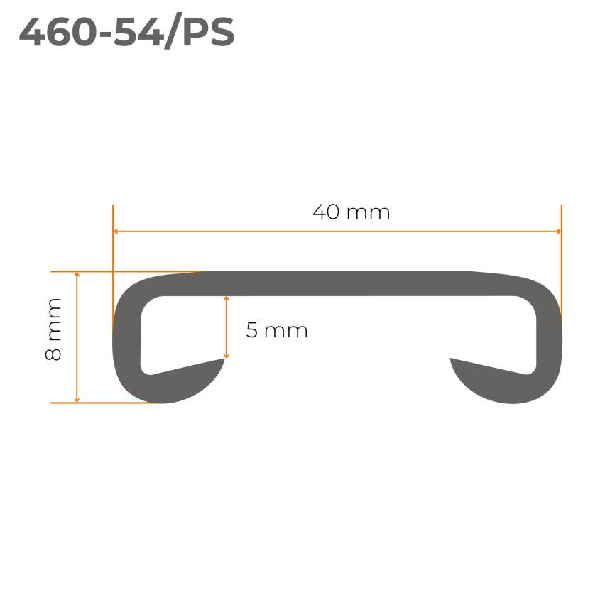 PVC turėklų juostelė STANDARD 40x8mm balta