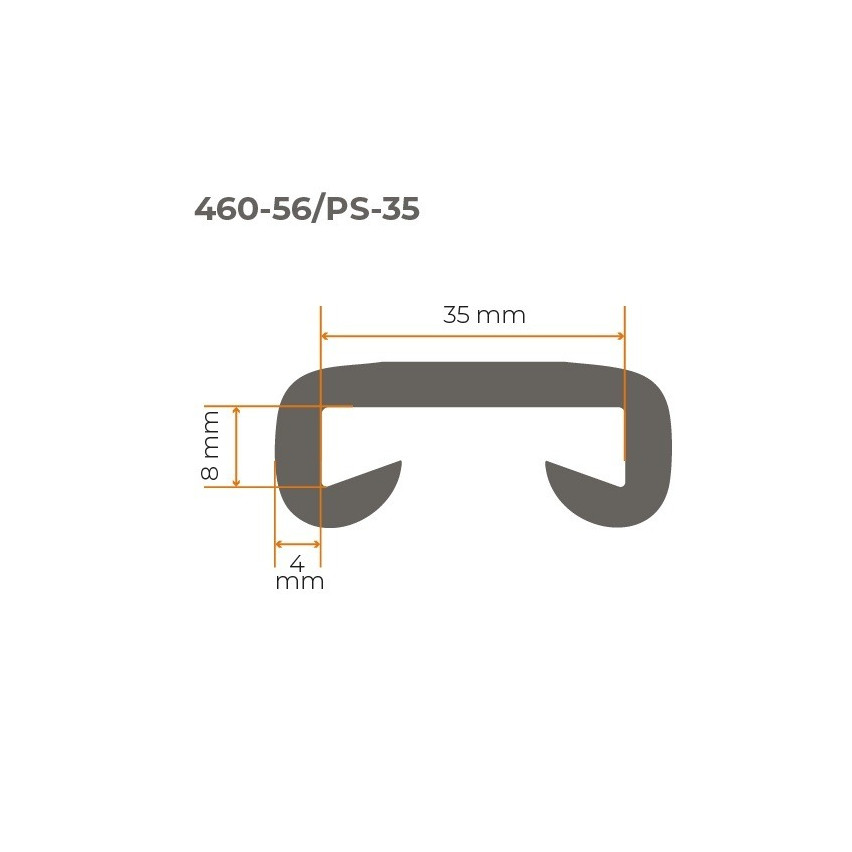 PVC handrail PREMIUM, railing 35x8mm, dark grey,1m