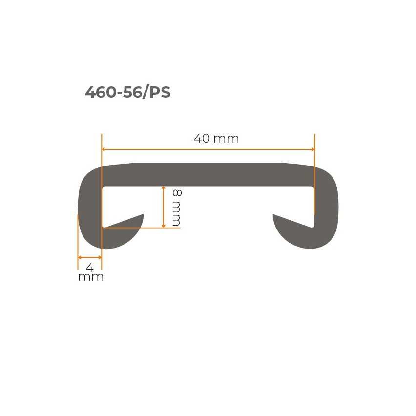 Парапет PVC, парапет за стълбище, парапет за стълбище, PREMIUM, 40x8mm, сив, 1m