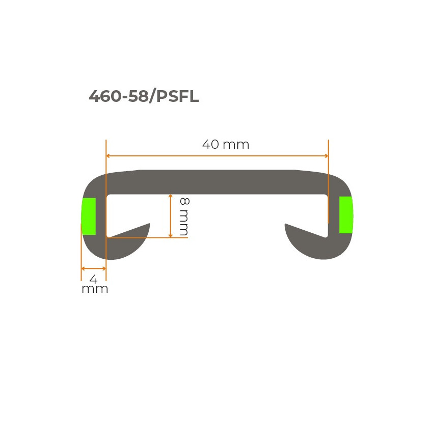 Margas PVC, kāpņu margas, kāpņu margas, FOTO, 40x8mm, tumši pelēkas, 1m