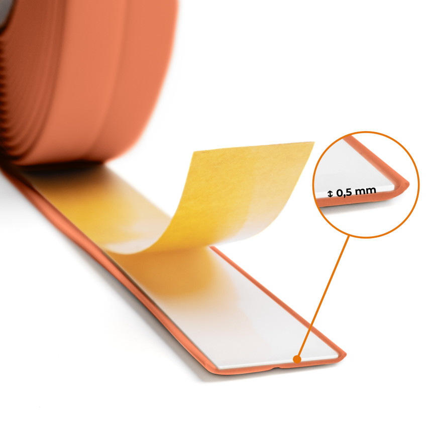 Self-adhesive PVC mounting and finishing strip on foam tape 10/10 5m - brick color