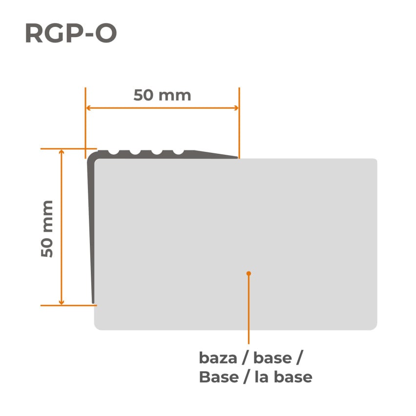 Varnost in zdravje pri delu protizdrsni opozorilni profil za stopnice RGP-O 50x50 mm 150 cm rdeča, 50x50mm, 1,5m