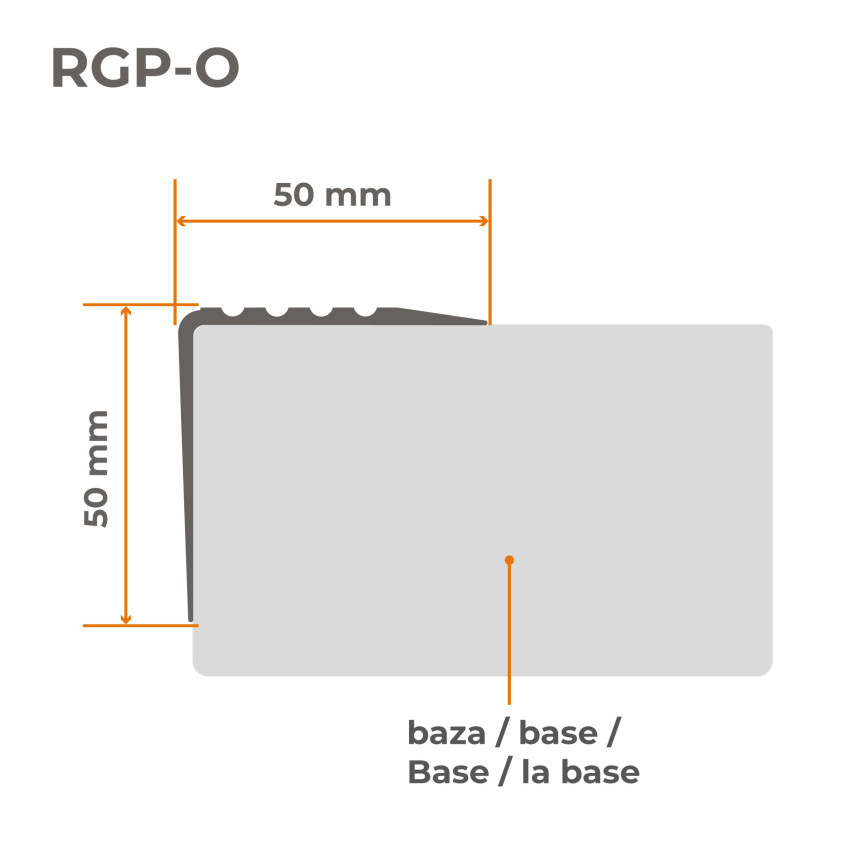 Varoitussuojaporrasprofiili RGP-O 50x50 mm keltainen