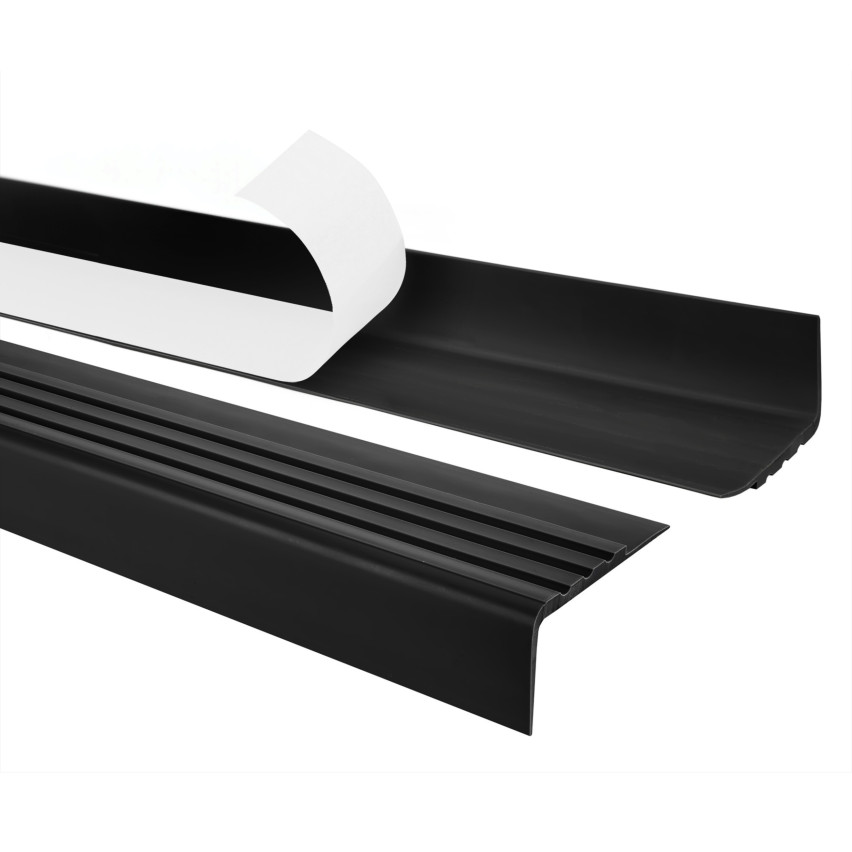 Perfil antiderrapante para escadas com adesivo, 30x27mm, preto