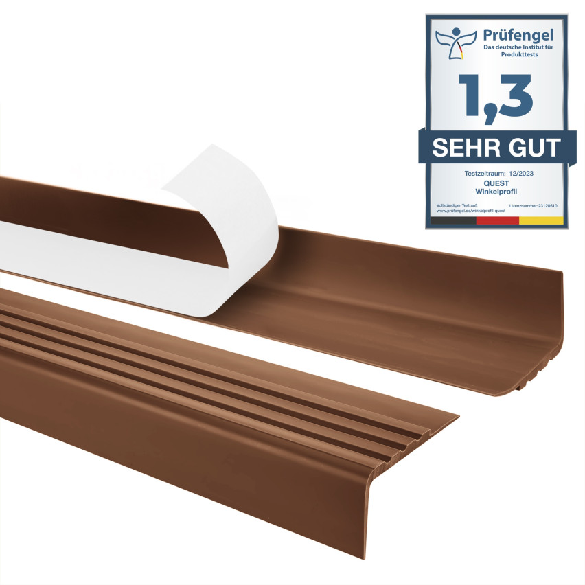 Non-slip stair nosing, self-adhesive, 30x27mm, brown