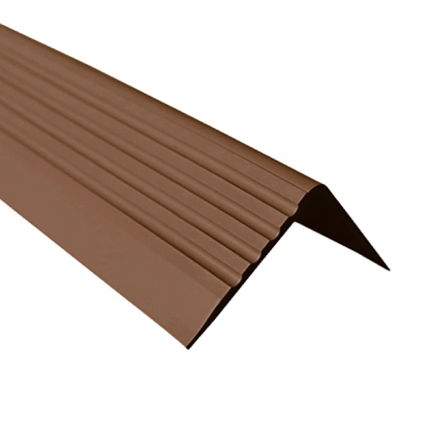 Protiskluzový schodišťový profil s lepidlem, 50x42mm, Hnědý