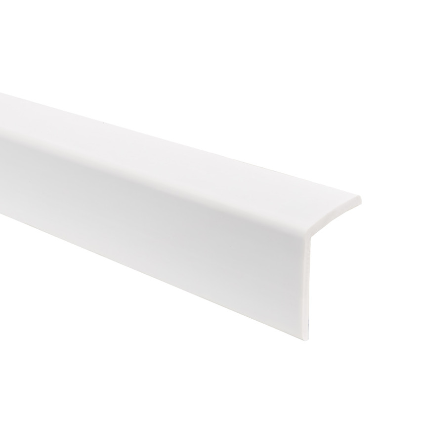Uhlový profil z PVC, samolepiaci plast, ochrana hrán, biely