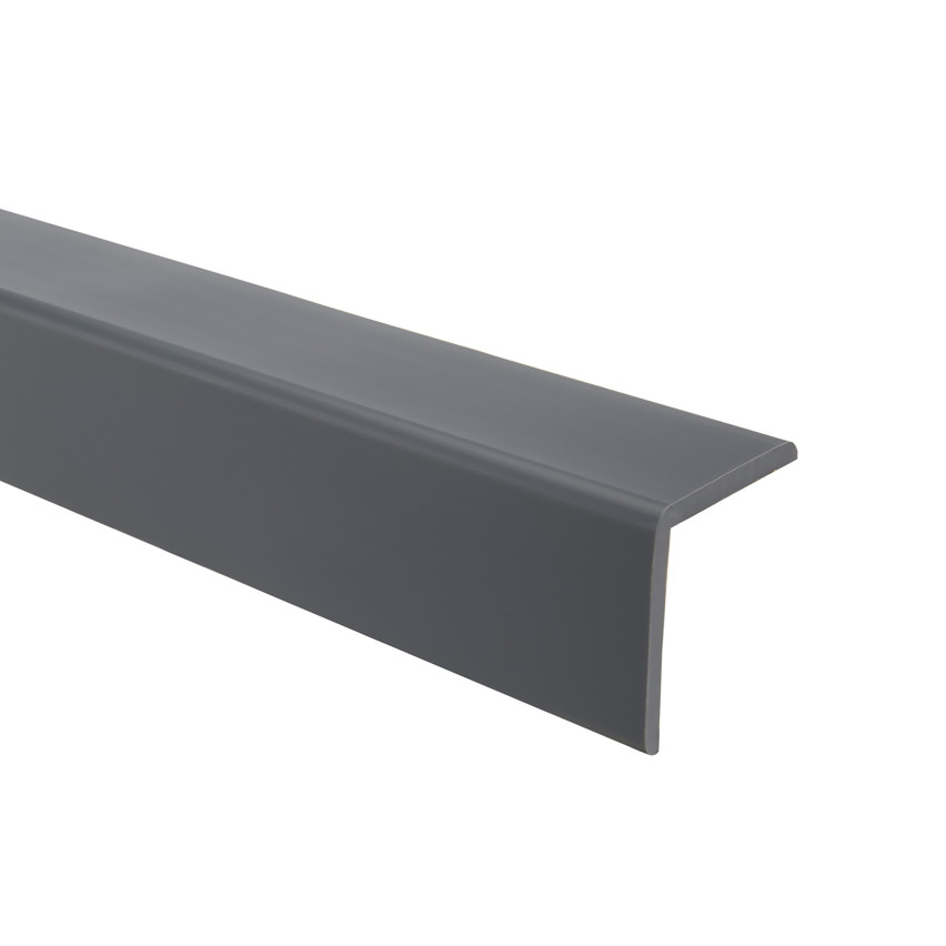 Perfil angular em PVC, plástico autocolante, proteção dos bordos, cinzento escuro
