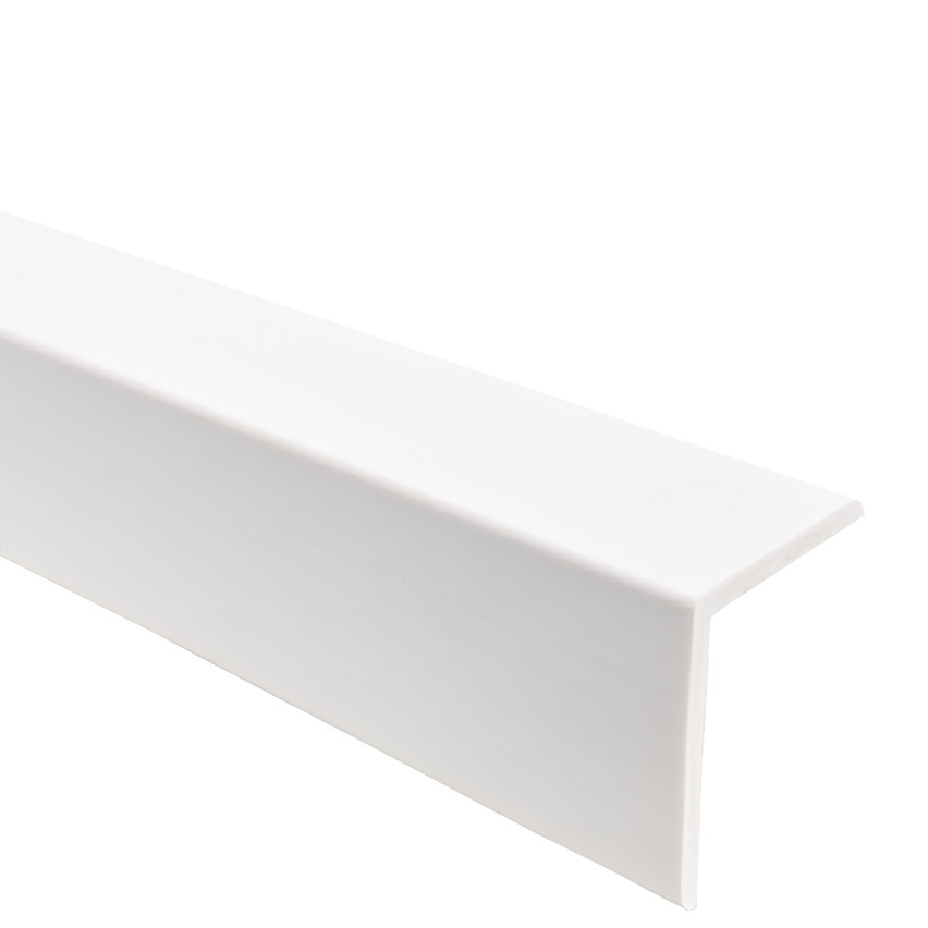 Perfil angular em PVC, plástico autocolante, proteção dos bordos, branco