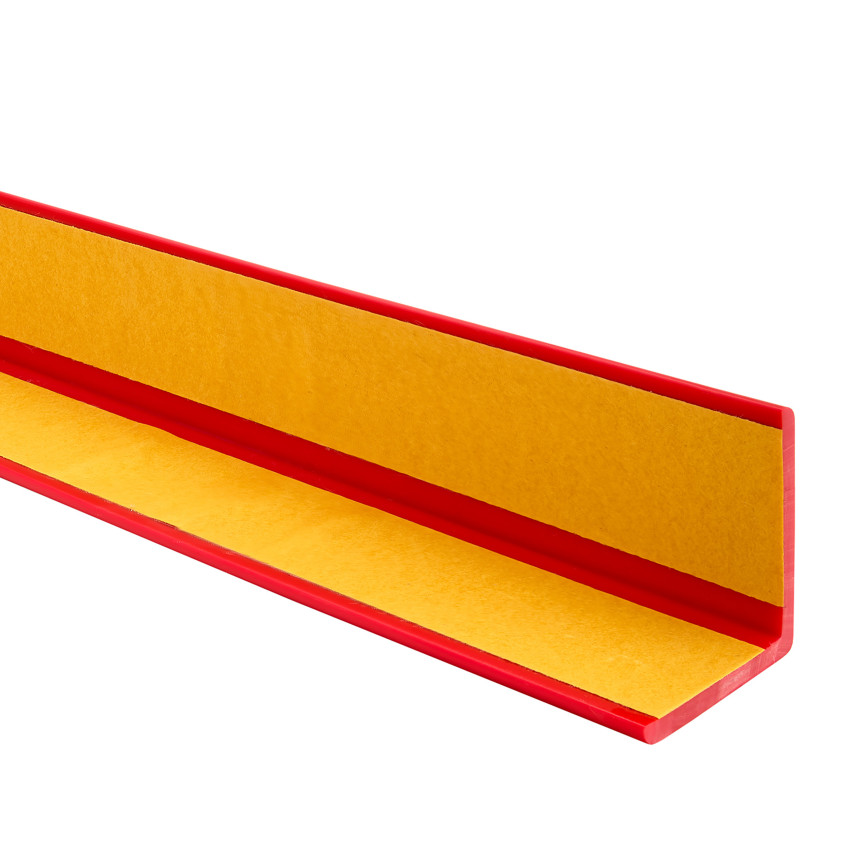 PVC ъглов профил, самозалепваща се пластмаса, защита на ръбовете, червен