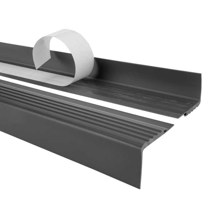 Protišmykový schodiskový profil s lepidlom, 48x42 mm, sivý, 