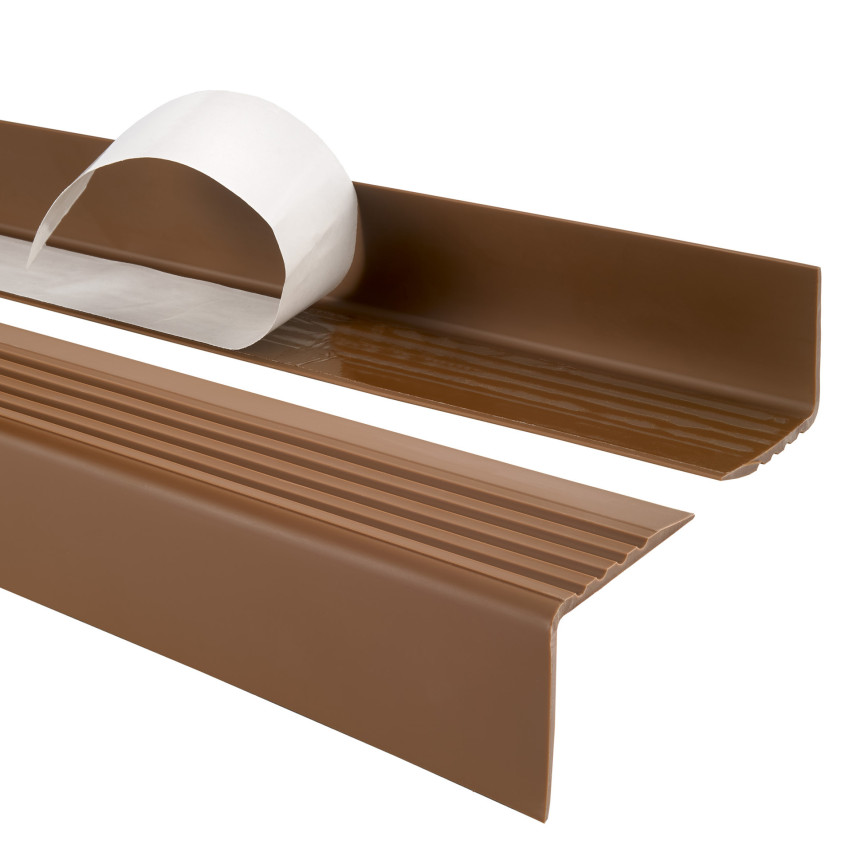 Non-slip stair nosing, self-adhesive, 50x42mm, brown 